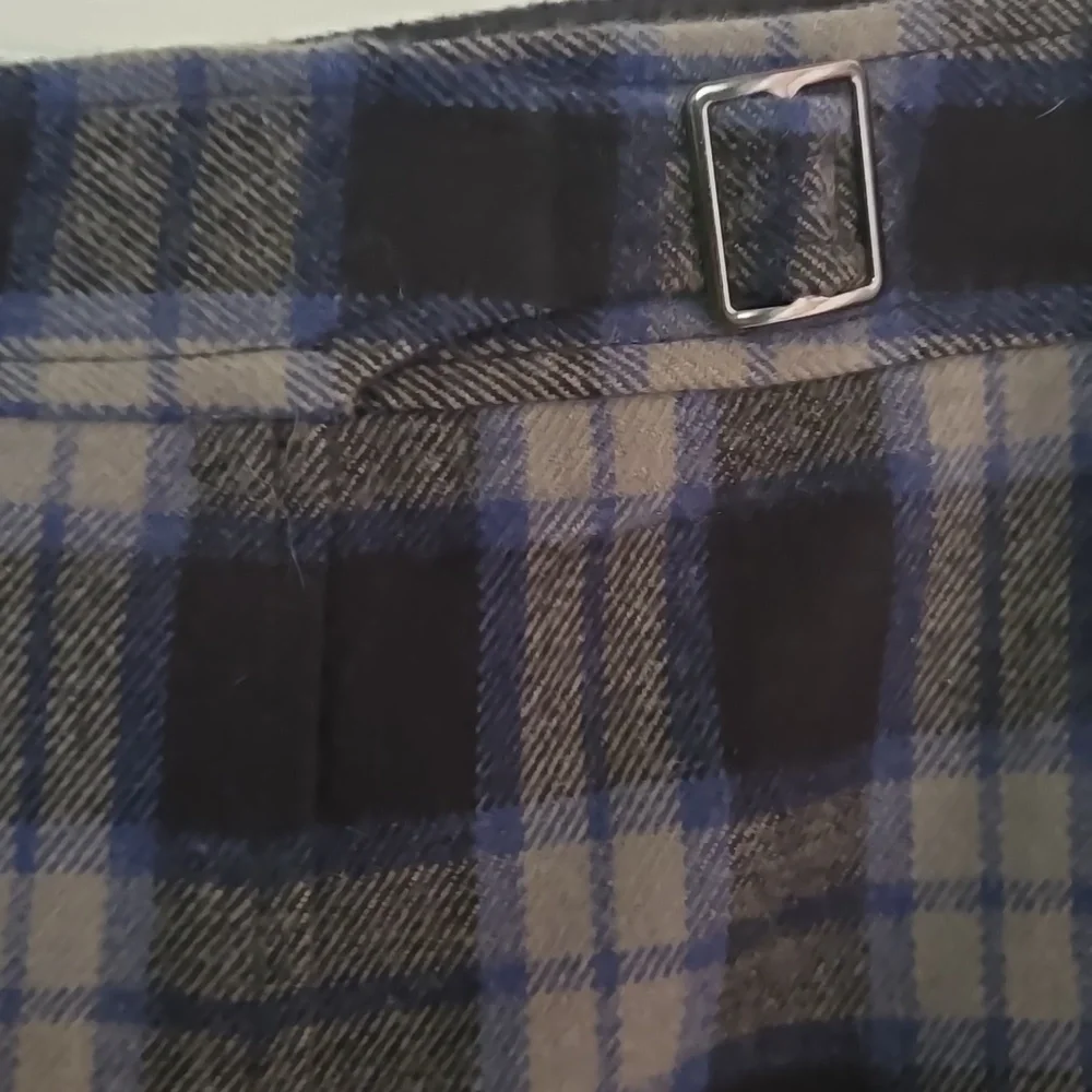 LOFT Black and Gray W Blue Plaid Mini Skirt